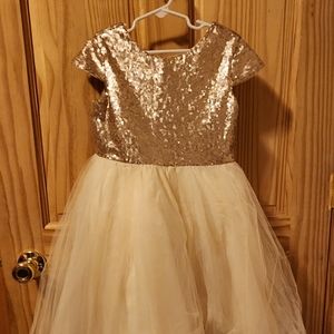 Gold Sequin/Cream Flower Girl Dress